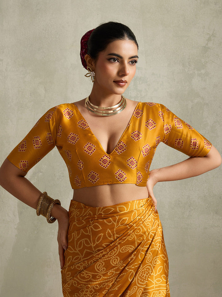 Printed Satin Saree