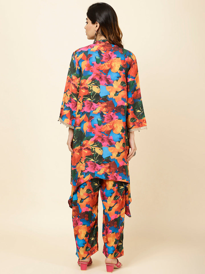 Floral Printed Muslin Kurta With Pants