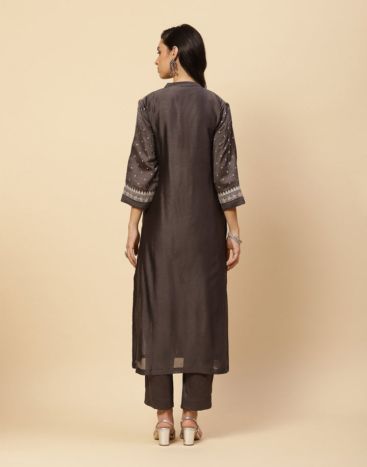 Embroidered Cotton Chanderi Salwar Kameez Stitched Suit With Chanderi Dupatta