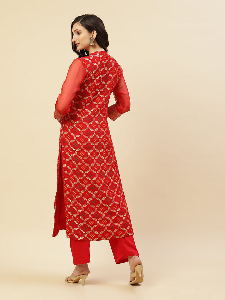 Embroidered Georgette Kurti With Pant