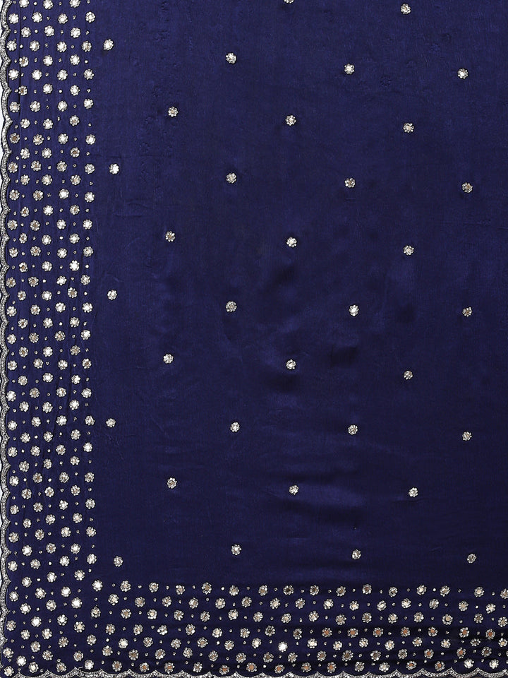 Stone Booti Pure Satin Embroided Saree