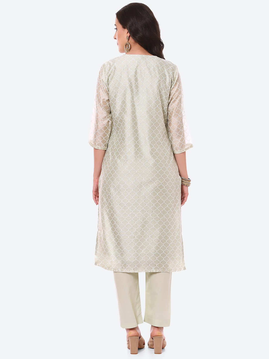 Sequence Work Printed Chanderi Kurta With Pant
