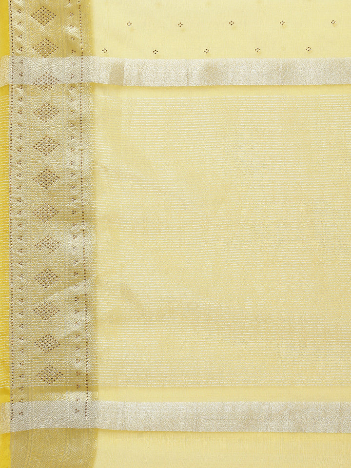 Stone Work Plain Organza Saree