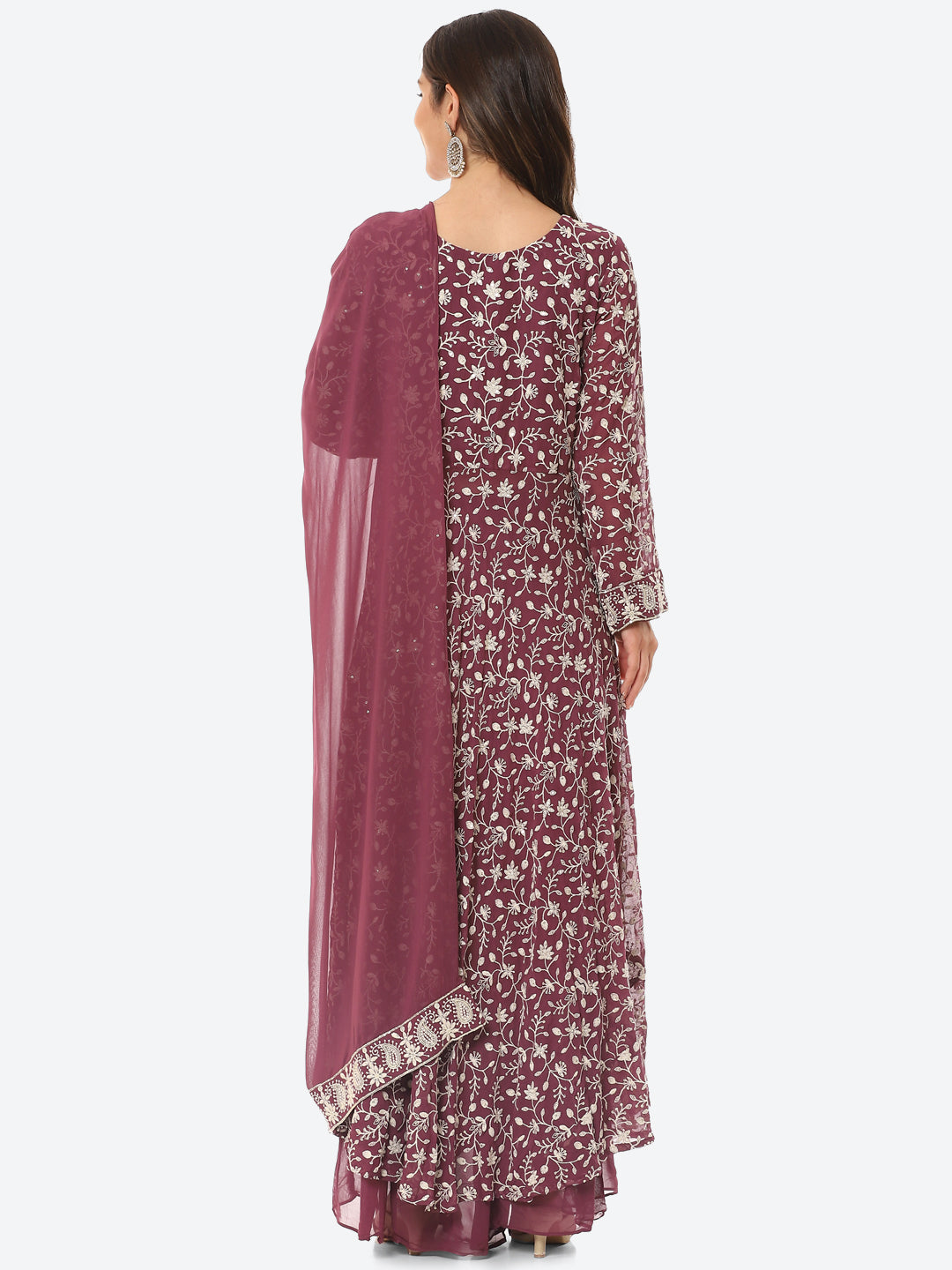 Resham Jaal Georgette Kurta With Palazzo &amp; Dupatta