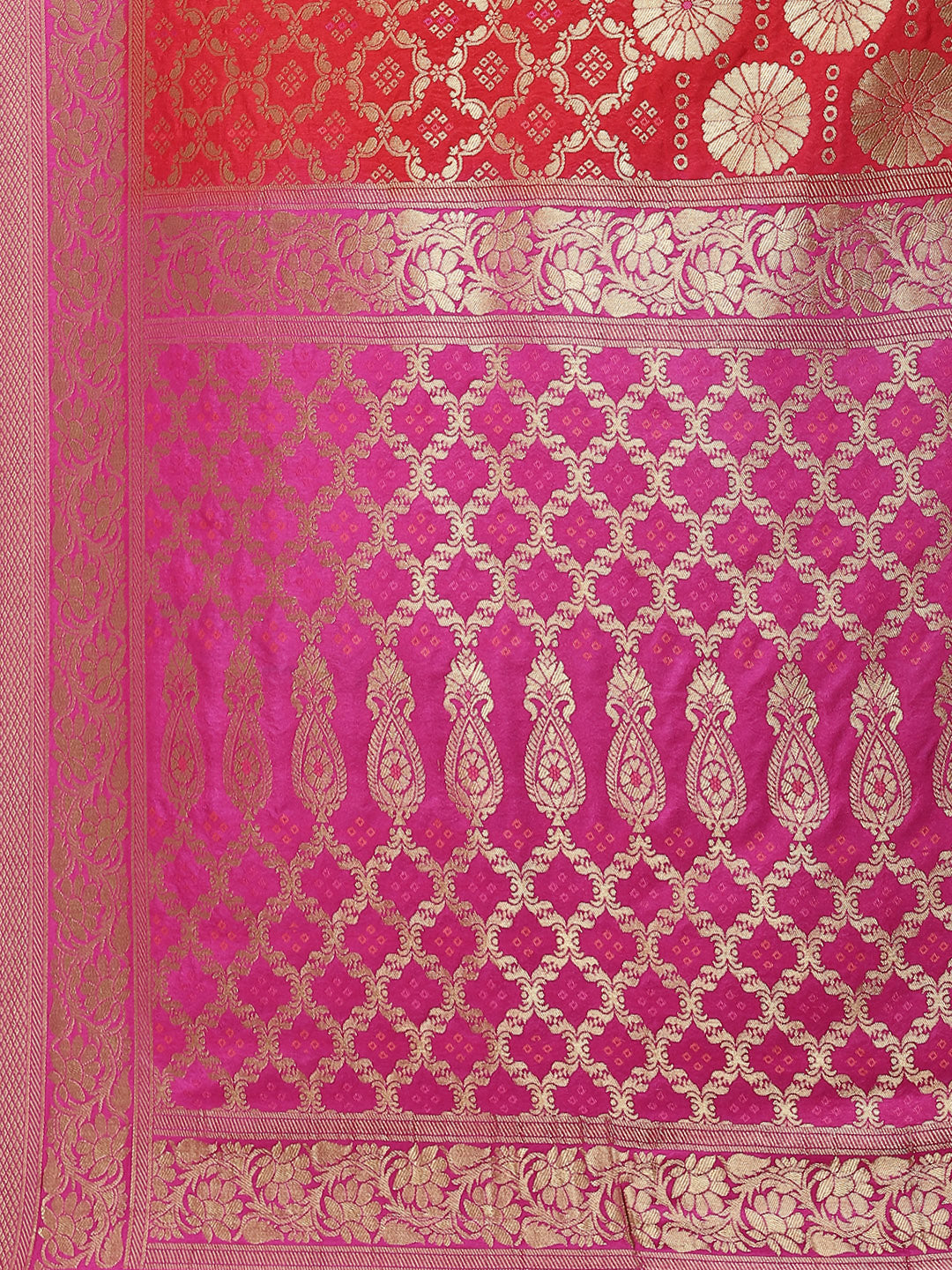Bandhej Art Handloom Woven Saree