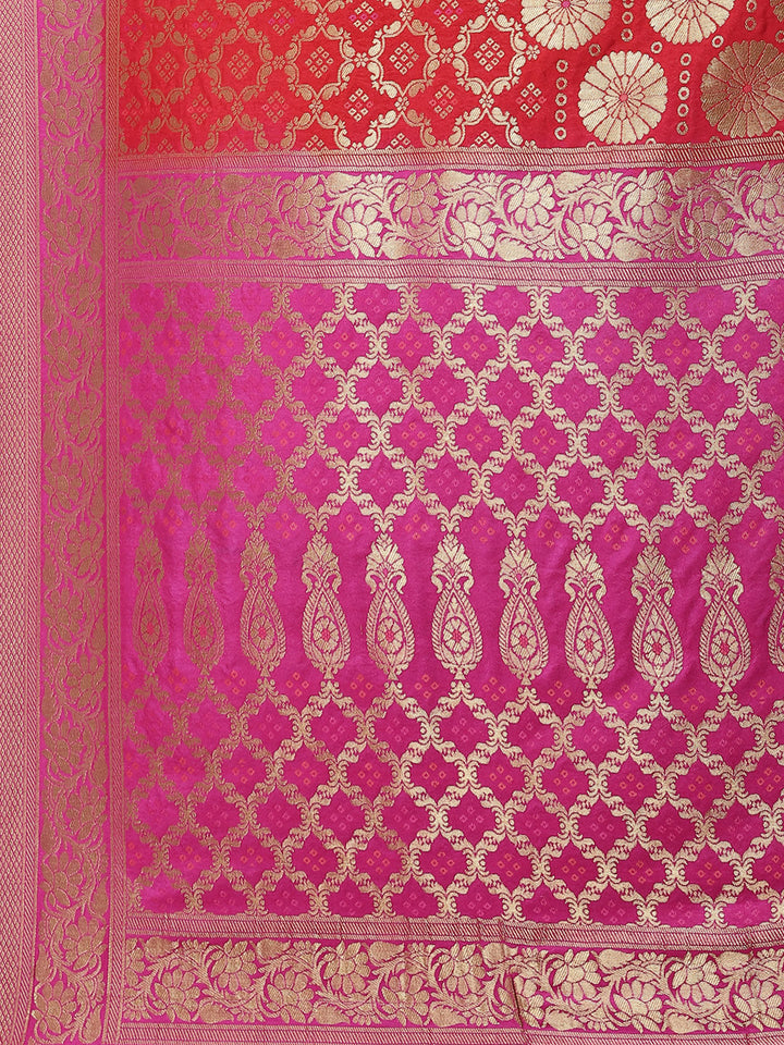 Bandhej Art Handloom Woven Saree