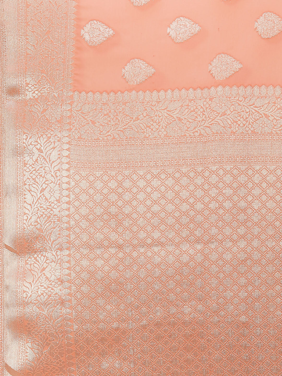 Zari Booti Chiffon Plain Saree