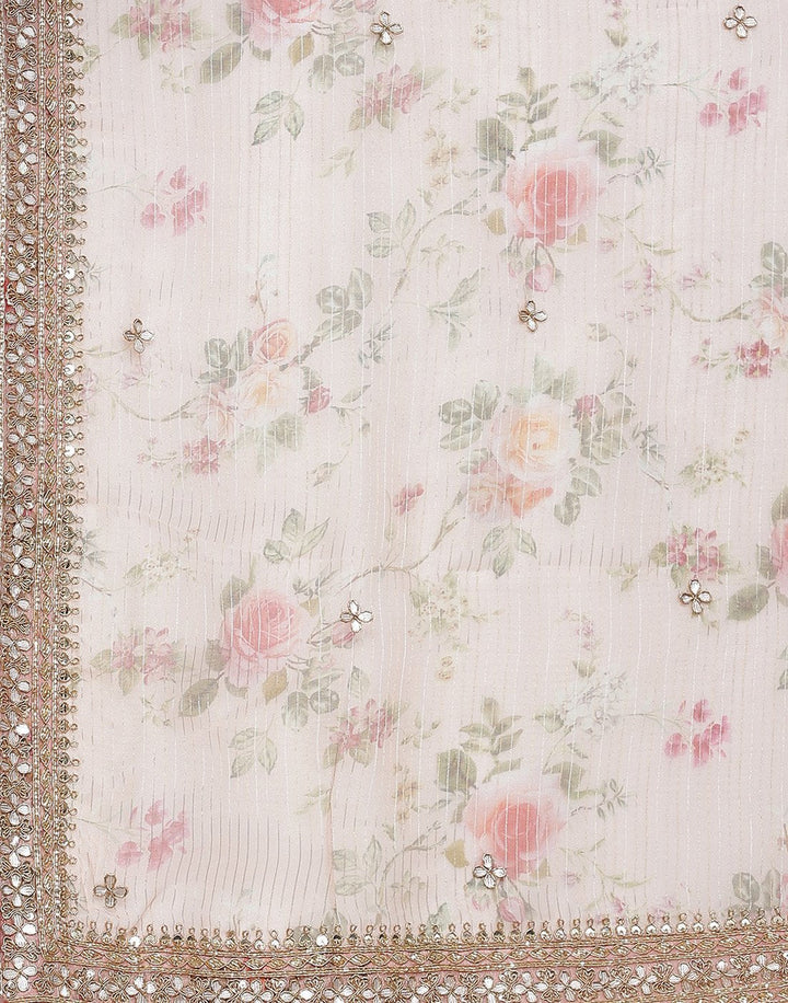 Digital Floral Printed Organza Saree