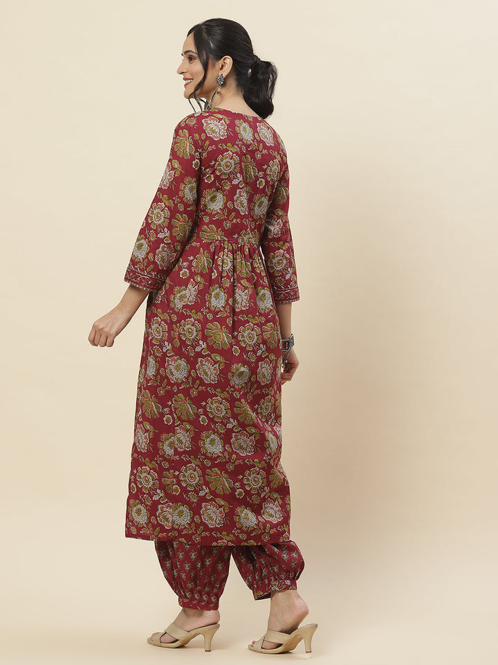 Printed Cotton Kurta With Pants
