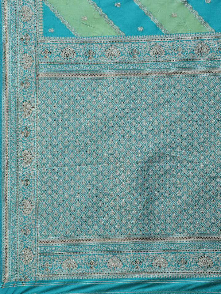 Brocade Zari Booti Art Handloom Woven Saree