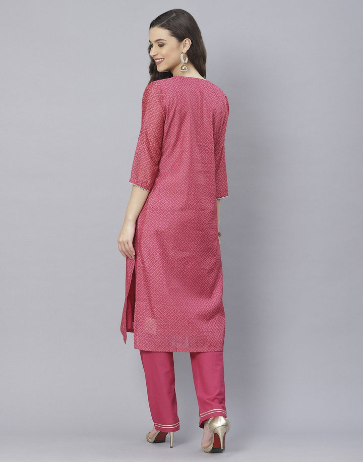 Rani and Navy Blue Cotton Chanderi Salwar Kameez