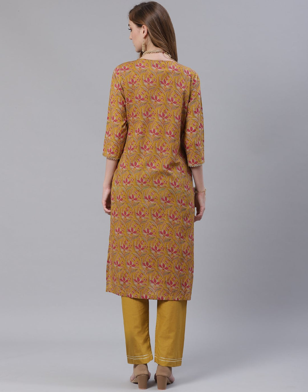 Printed Cotton Gota Trim Kurti Pant Set