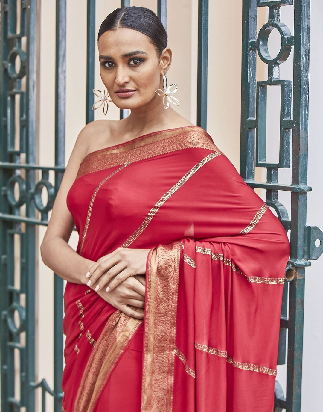 Zari Border Crepe Saree