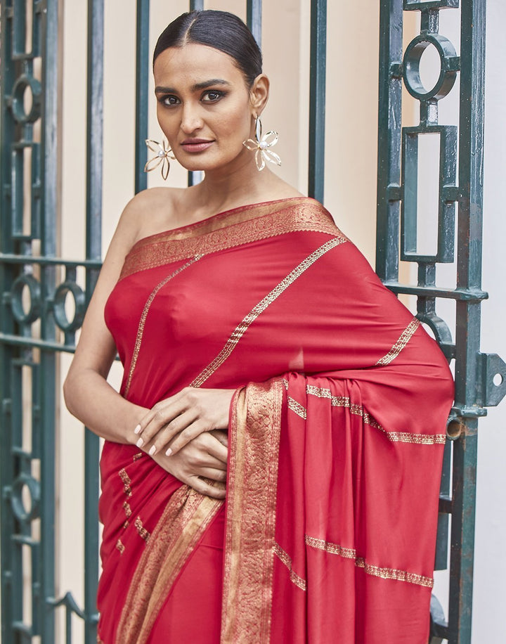 Zari Border Crepe Saree