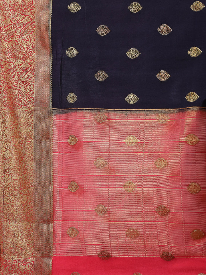 Zari Border Booti Art Handloom Woven Saree