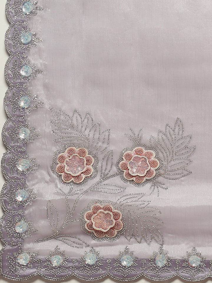 Stone Work Art Chiffon Saree