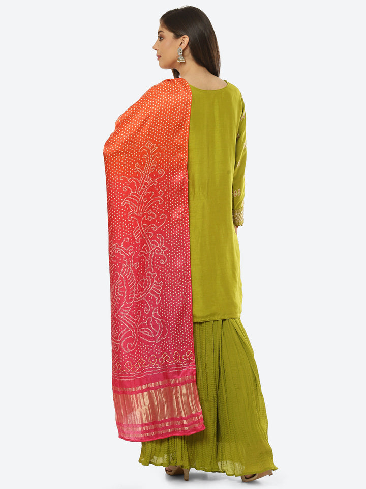 Zari Booti Neck Zari Embroidered Handloom Kurta With Garara &amp; Dupatta