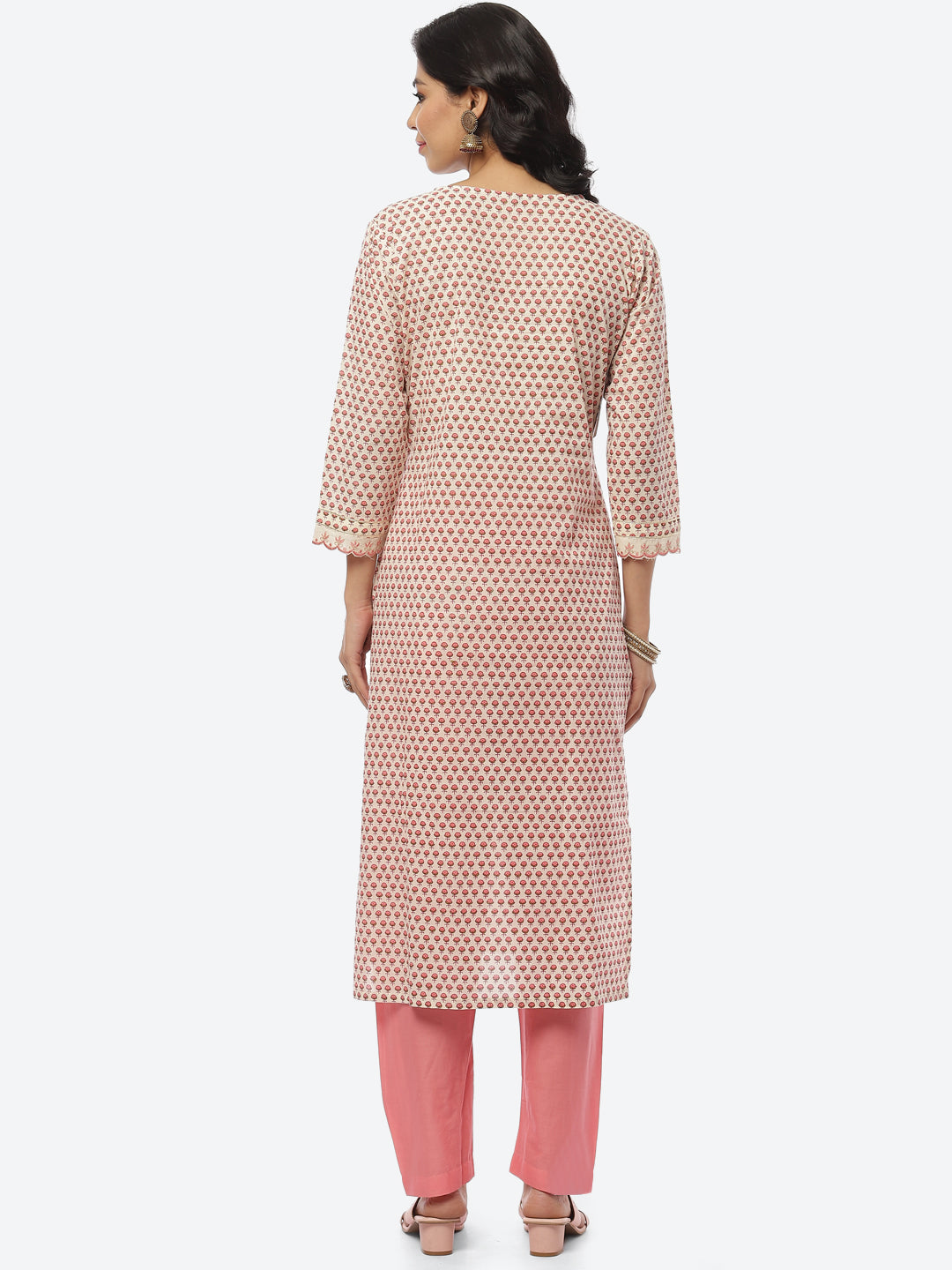 Floral Printed Cotton Kurti With Pant