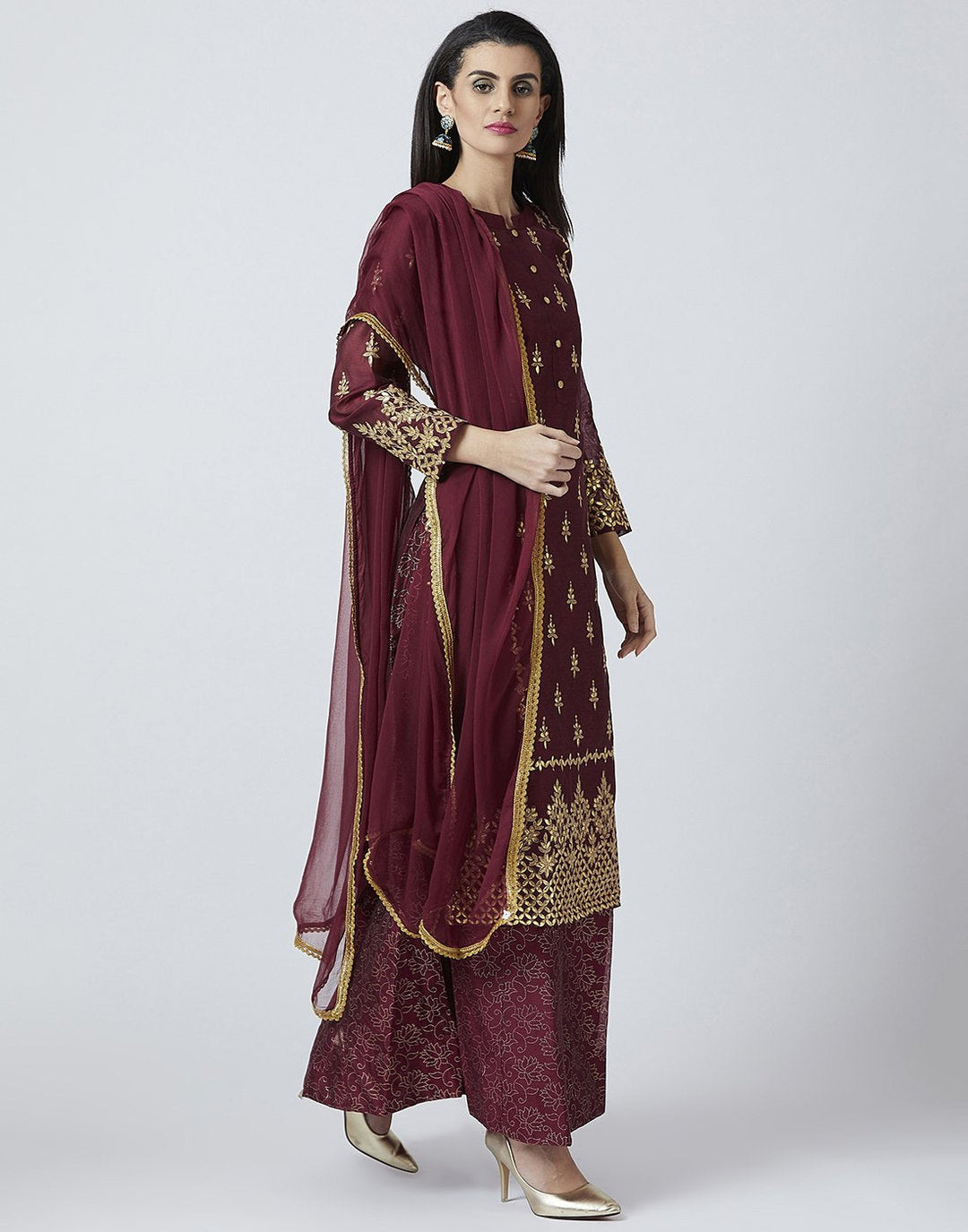 Navy Blue Cotton Chanderi Salwar Kameez
