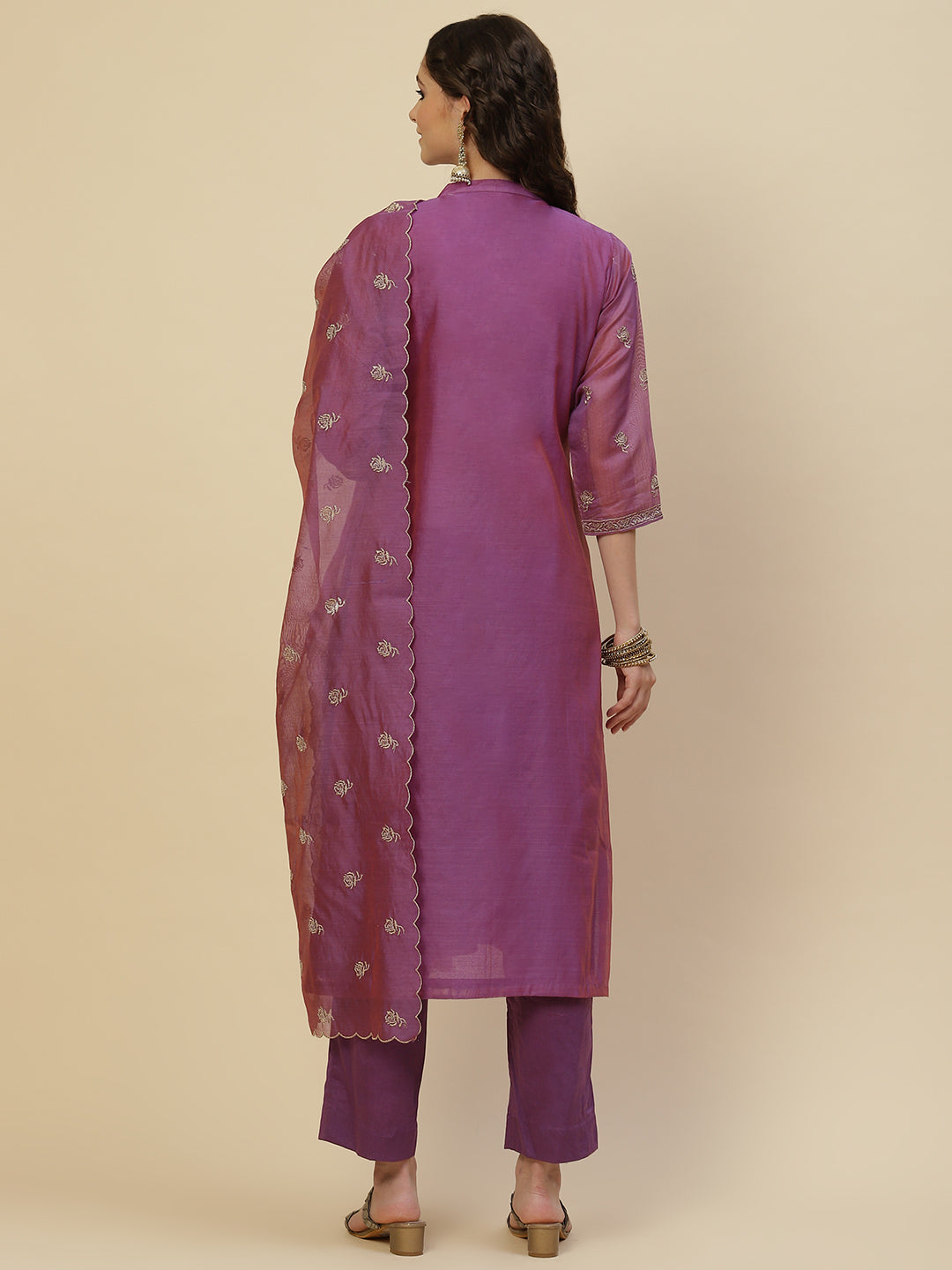 Zari Booti Cotton Kurta With Pants &amp; Dupatta
