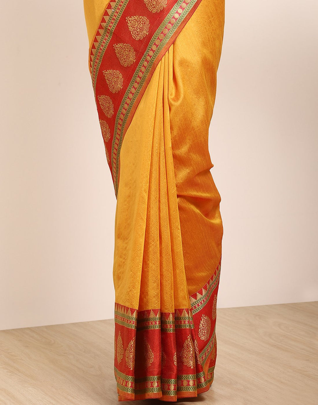 MBZ Meena Bazaar-Mustard Art Handloom Saree