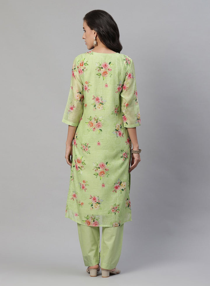 Printed Chanderi Kurti With Pant