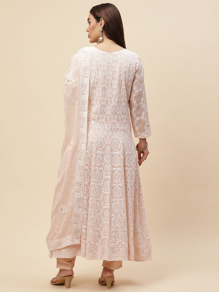 Resham Jaal Georgette Kurta With Pants &amp; Dupatta