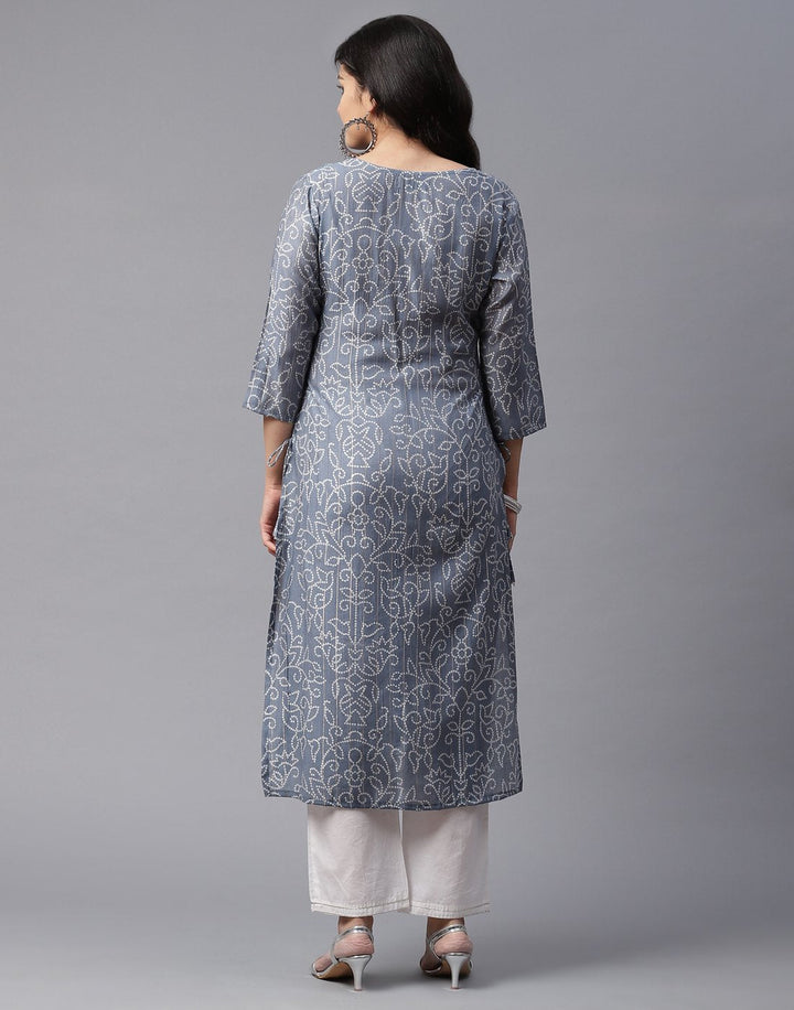Bandhini Print Kurti Pant Set with Gota Patti Work