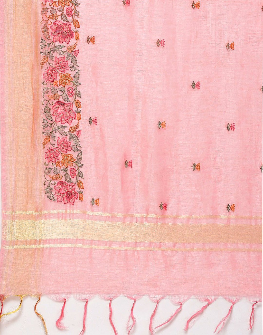 Embroidery Pink and Grey Saree