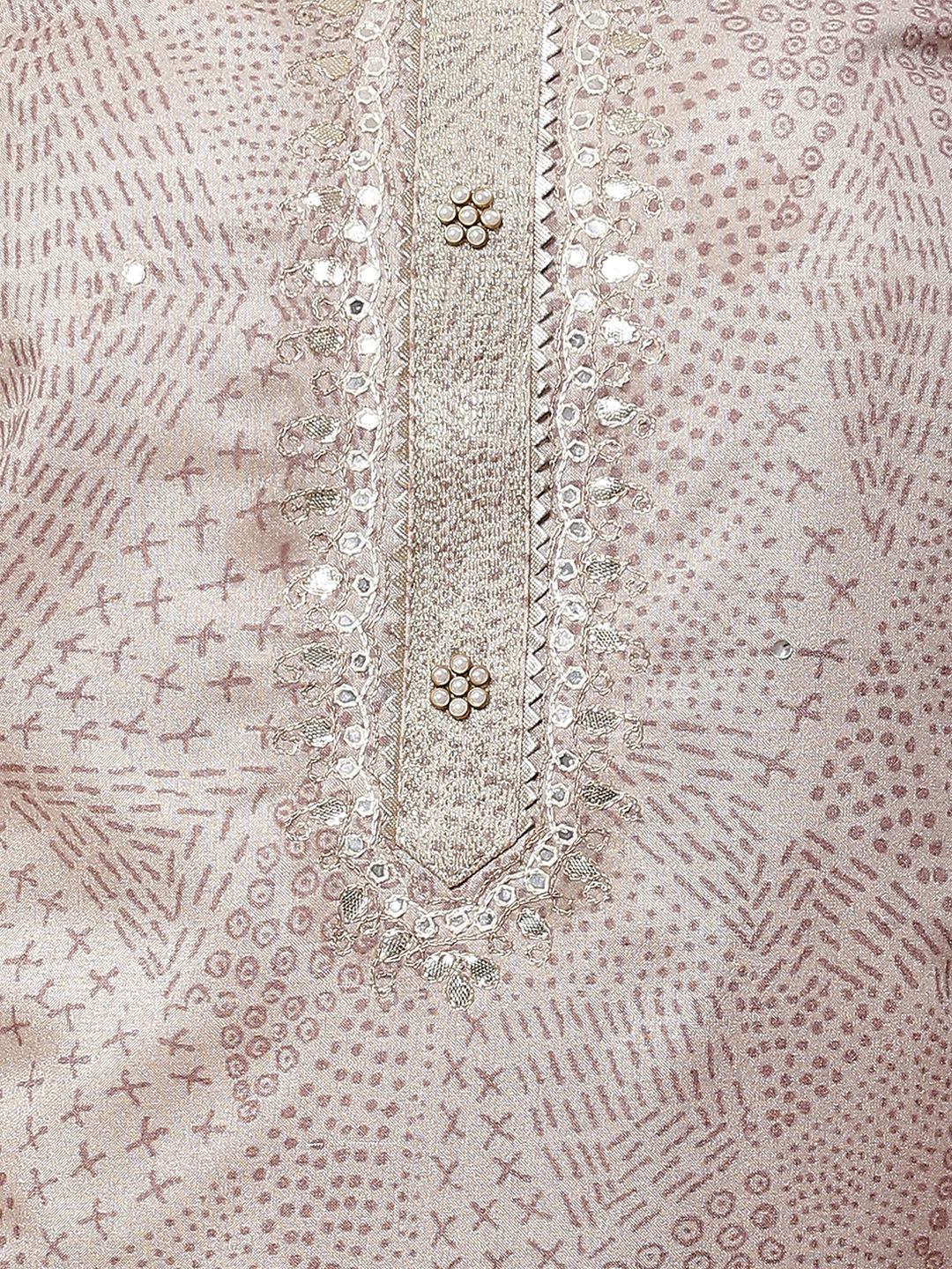 Neck Embroidered Art Tussar Unstitched Suit Piece With Dupatta