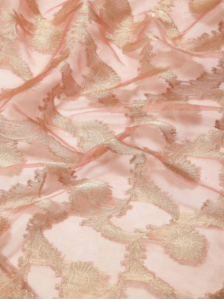 Floral Zari Jaal Organza Plain Saree