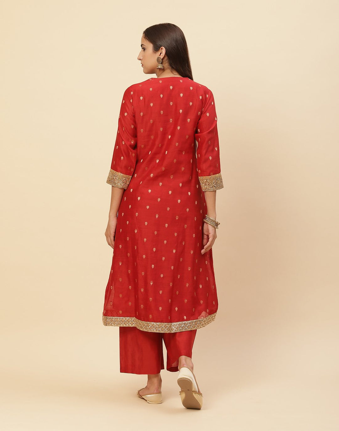 Embroidered Gota Work Anarkali Kurti With Palazzo