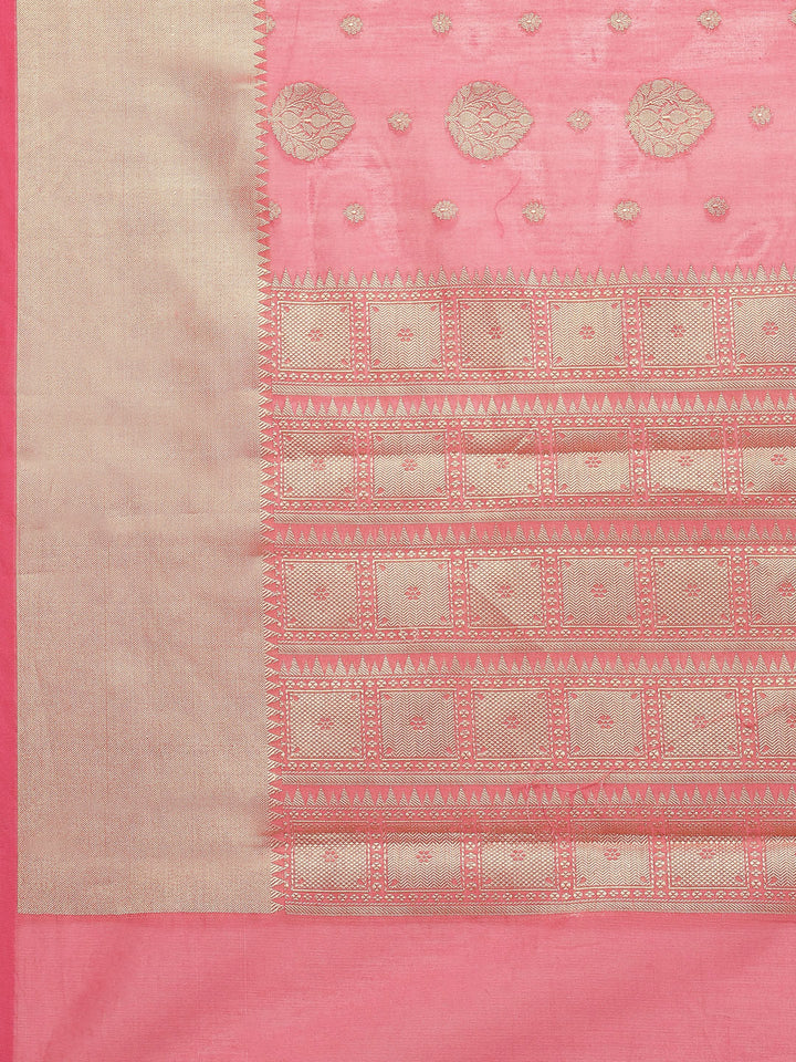 Zari Border Booti Cotton Woven Saree