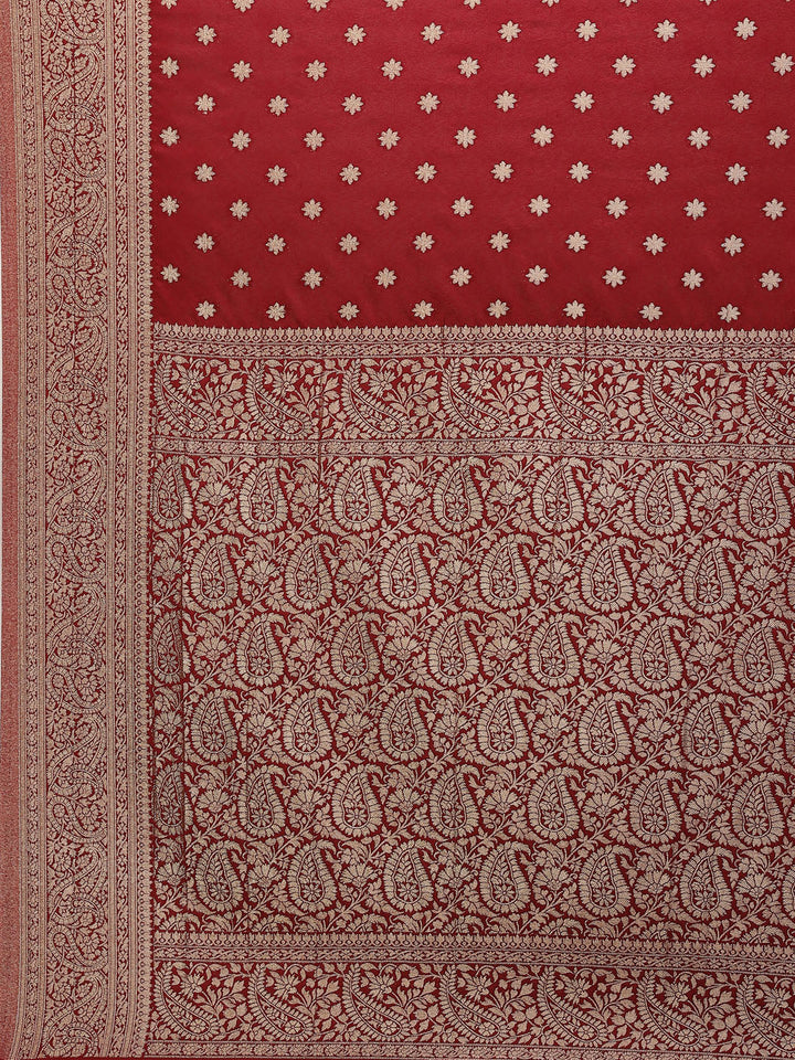 Zari Border Booti Georgette Plain Saree