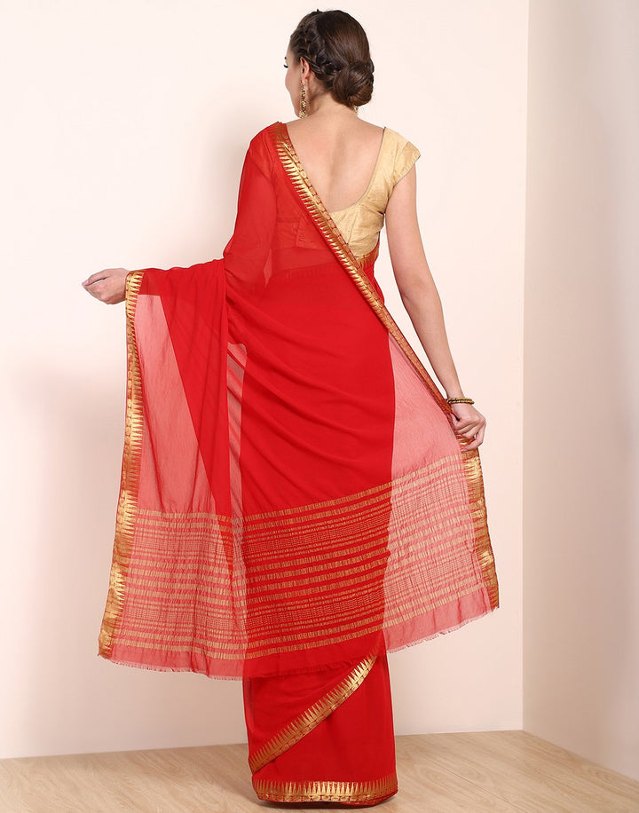MBZ Meena Bazaar-Navy Blue Art Chiffon Saree