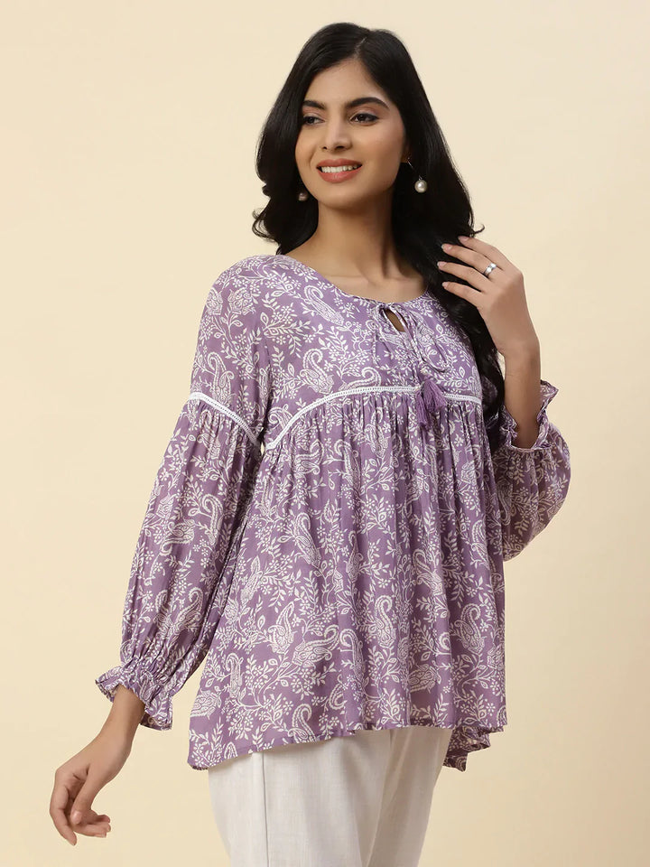 Floral Printed Muslin Kurta