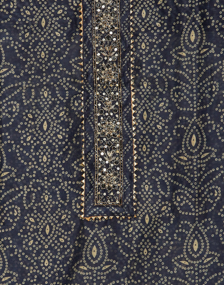 Printed Chanderi Suit Piece With Patch Work