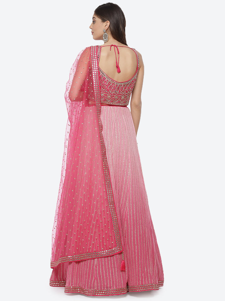 Zari Jaal Georgette Choli With Lehenga &amp; Net Dupatta