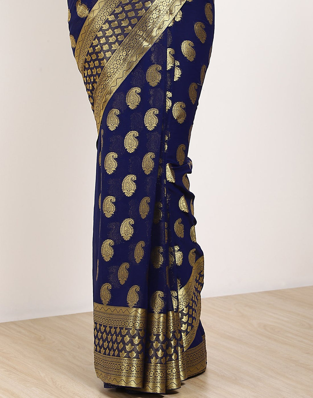 Navy Blue Art Chiffon Saree