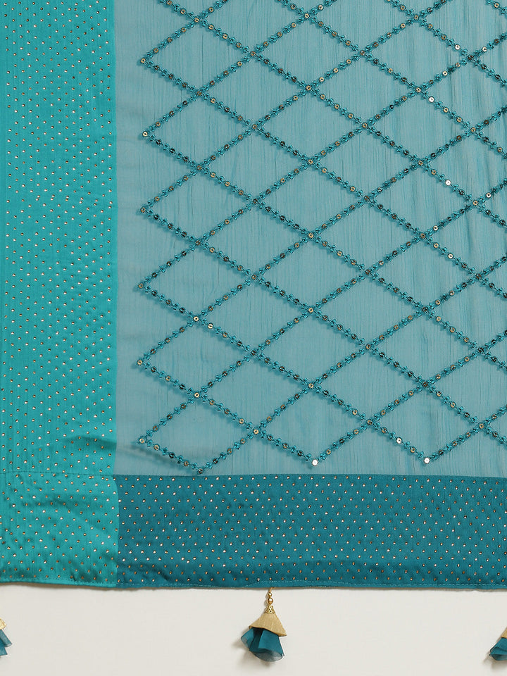 Sequence Art Handloom Chiffon Embroidered Saree