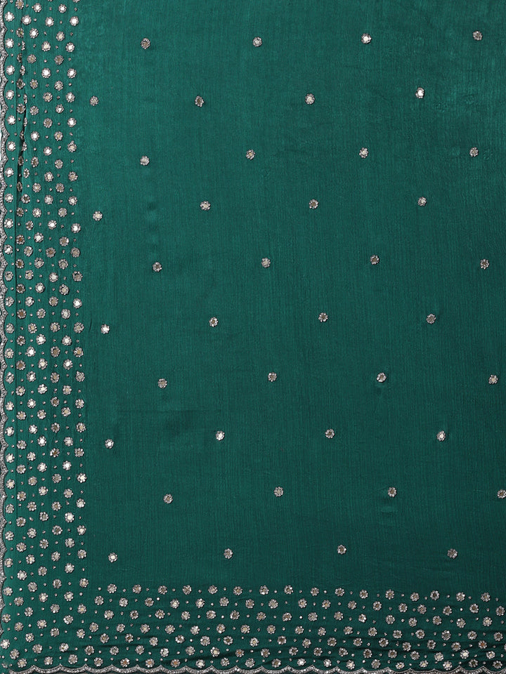 Stone Booti Pure Satin Embroided Saree
