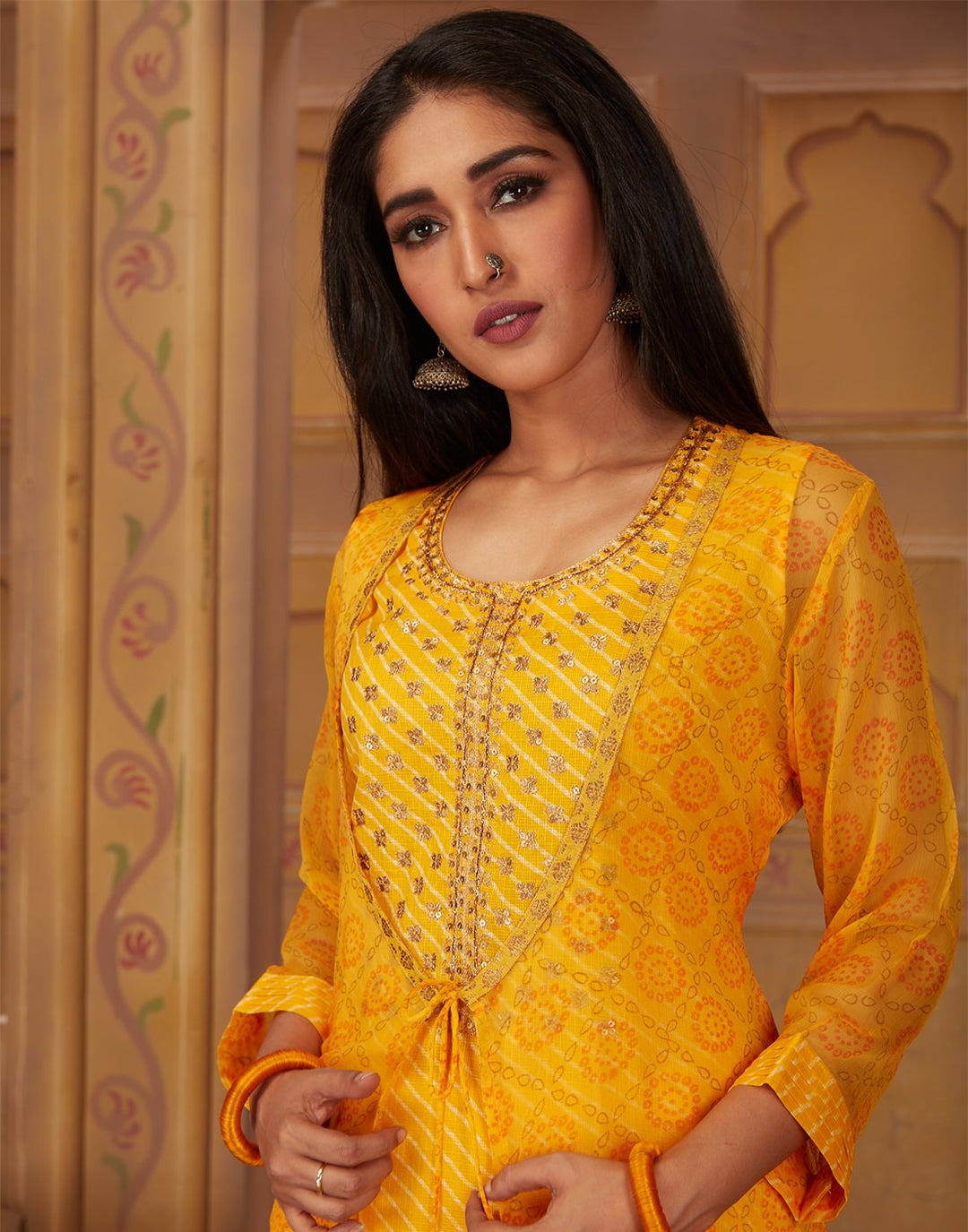 MBZ Meena Bazaar-Yellow Chiffon Kurti