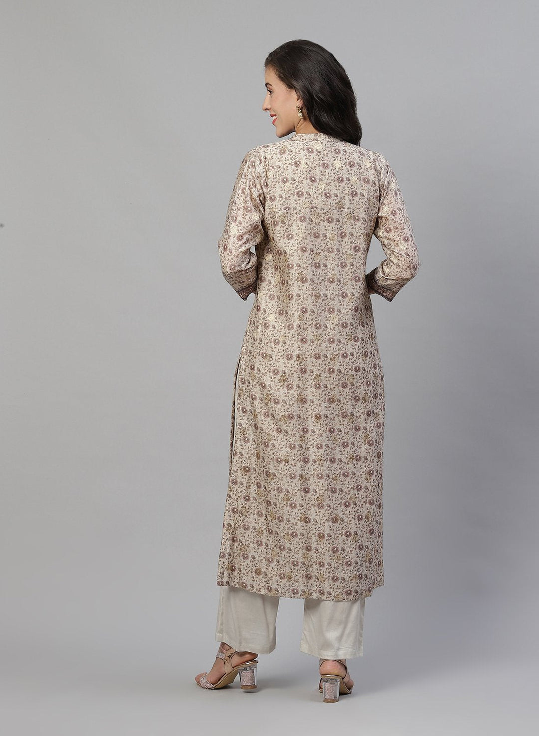 Printed Chanderi Kurti With Pant