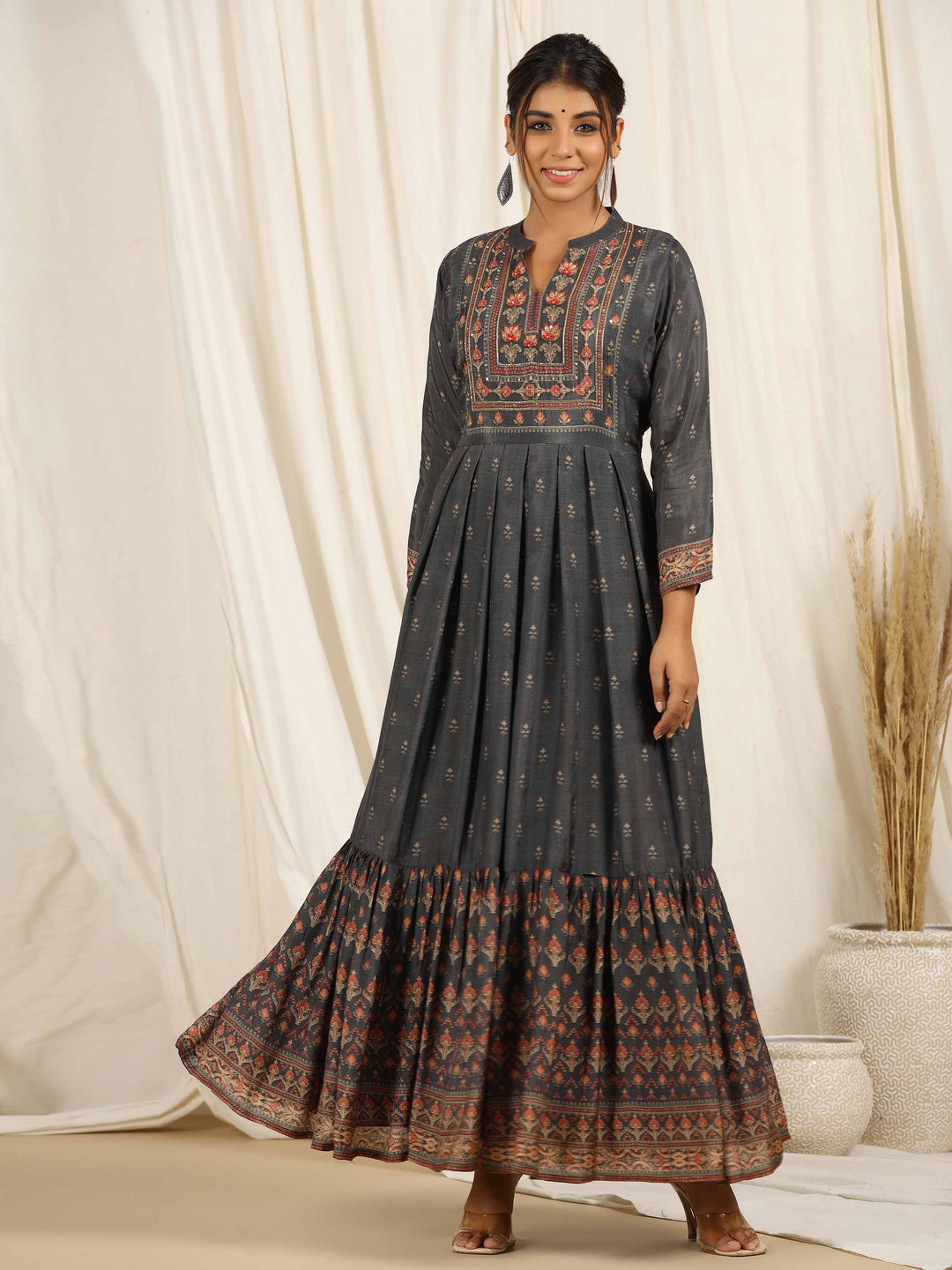 Printed With Embroidered Muslin Kurta