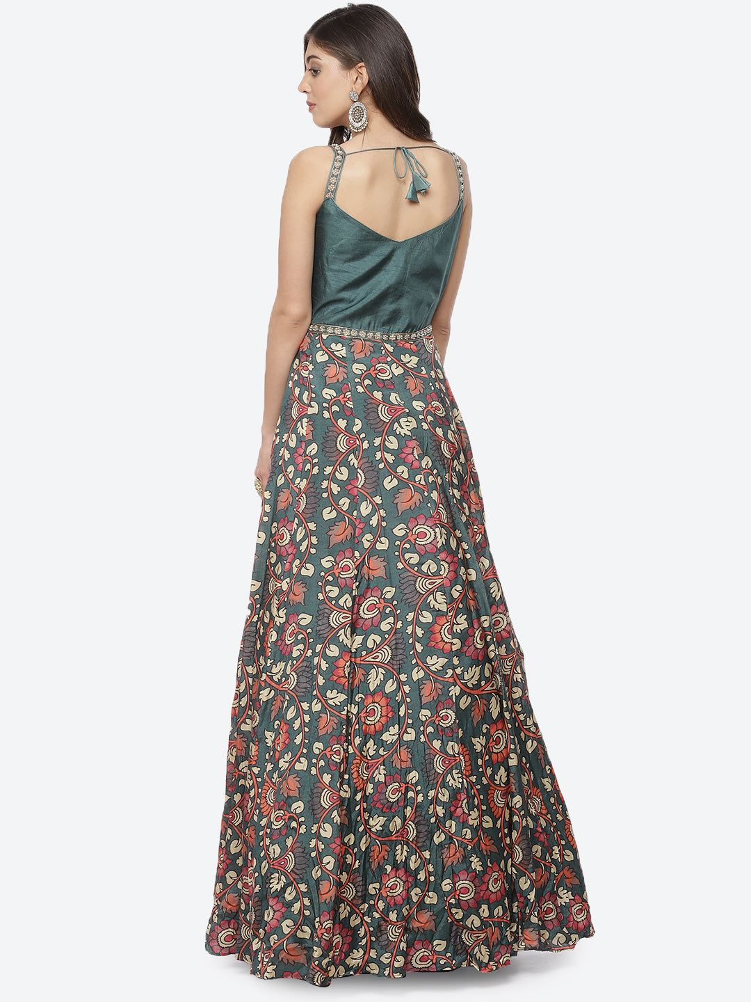Floral Printed Satin Dress