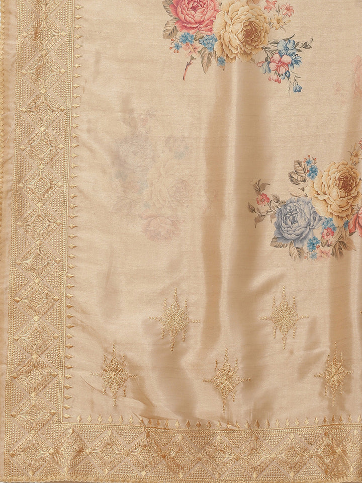 Digital Floral Printed Handloom Saree