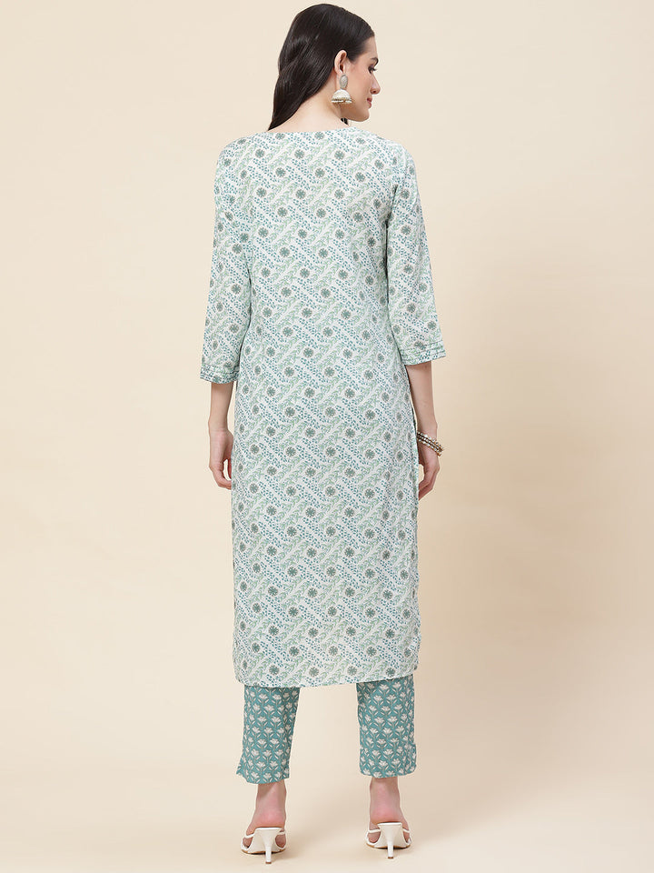 Printed Cotton Kurta With Pants