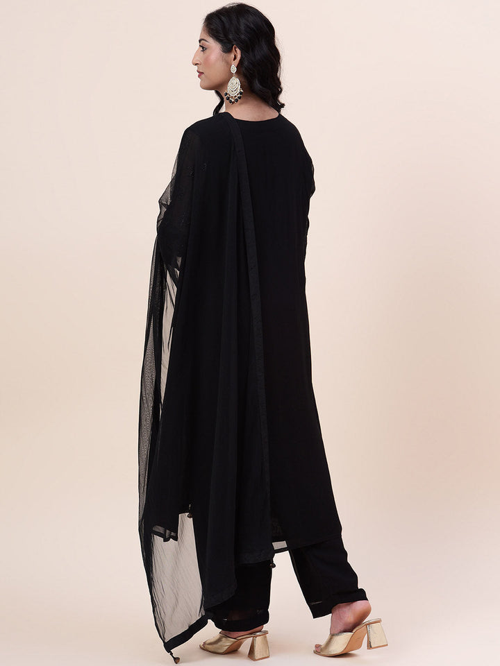 Swarovski Georgette Kurta With Sharara &amp; Dupatta