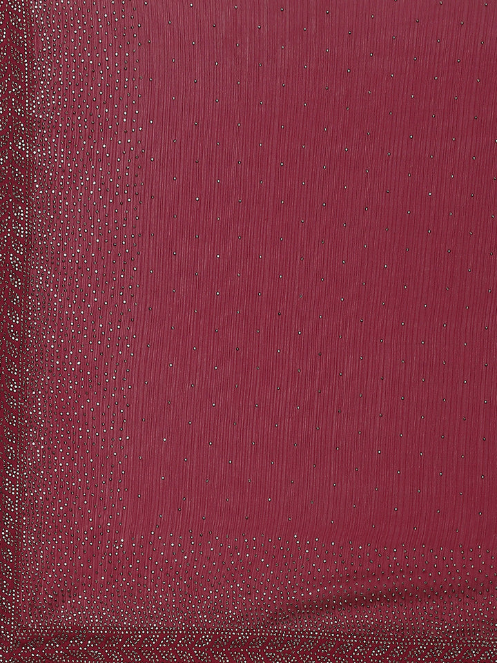 Stone Embroidered Chiffon Saree - meena bazaar