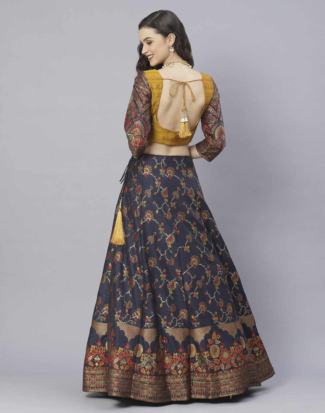 Banarasi Handloom Dupion silk Lehenga with contrast dupatta
